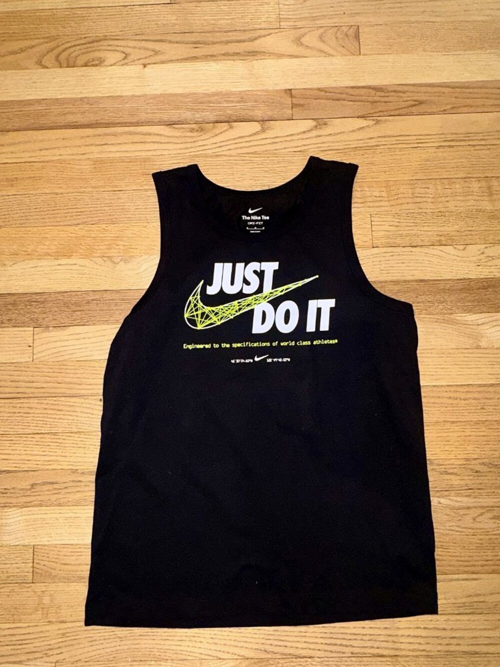 Nike Dri-FIT Just Do It Black Tank Neon Swoosh Men's M